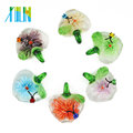 MC0031 New design Bridesmaid Gift Flat Round Lampwork Glass Real Flower Necklace Pendants 12pcs/box